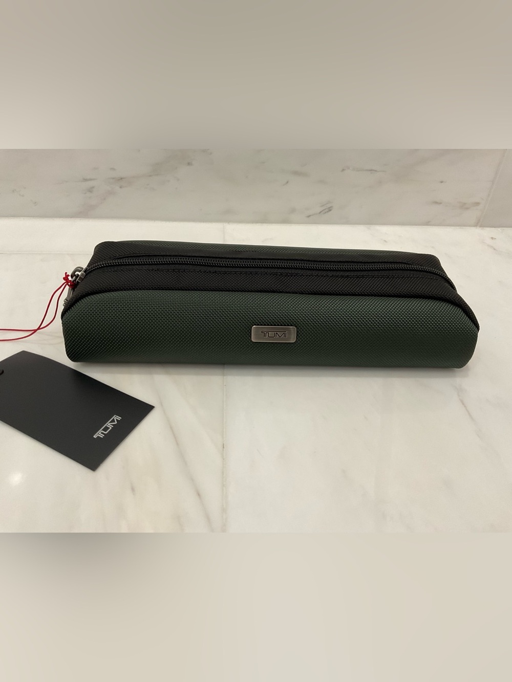 NEW - TUMI Zippered Ballistic Nylon Pencil Case - Cord Pouch - SPRUCE GREEN